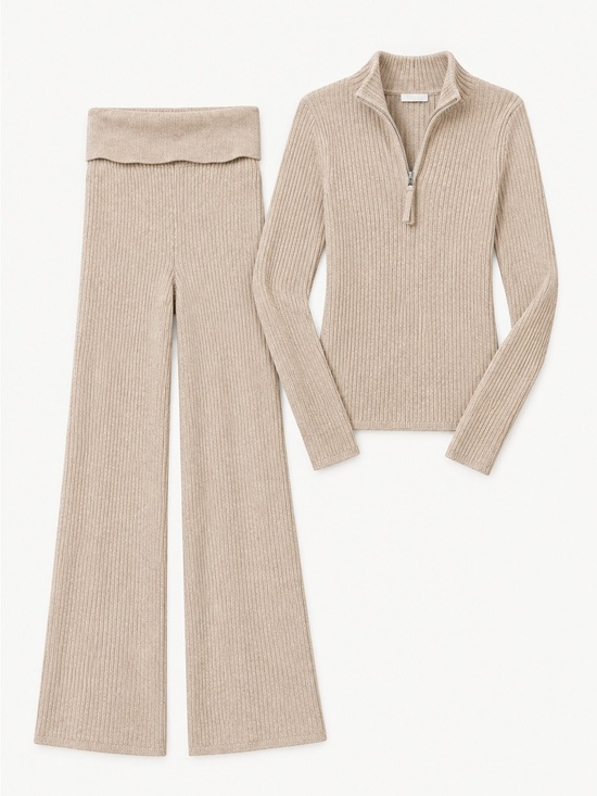 aerie Pants - aerie Ribbed Wide-Leg Knit Pants and Sweater